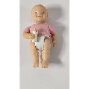 VTF 1998 FISHER PRICE LOVING FAMILY BABY INFANT PINK GIRL FIGURE BOTTLE DIAPER